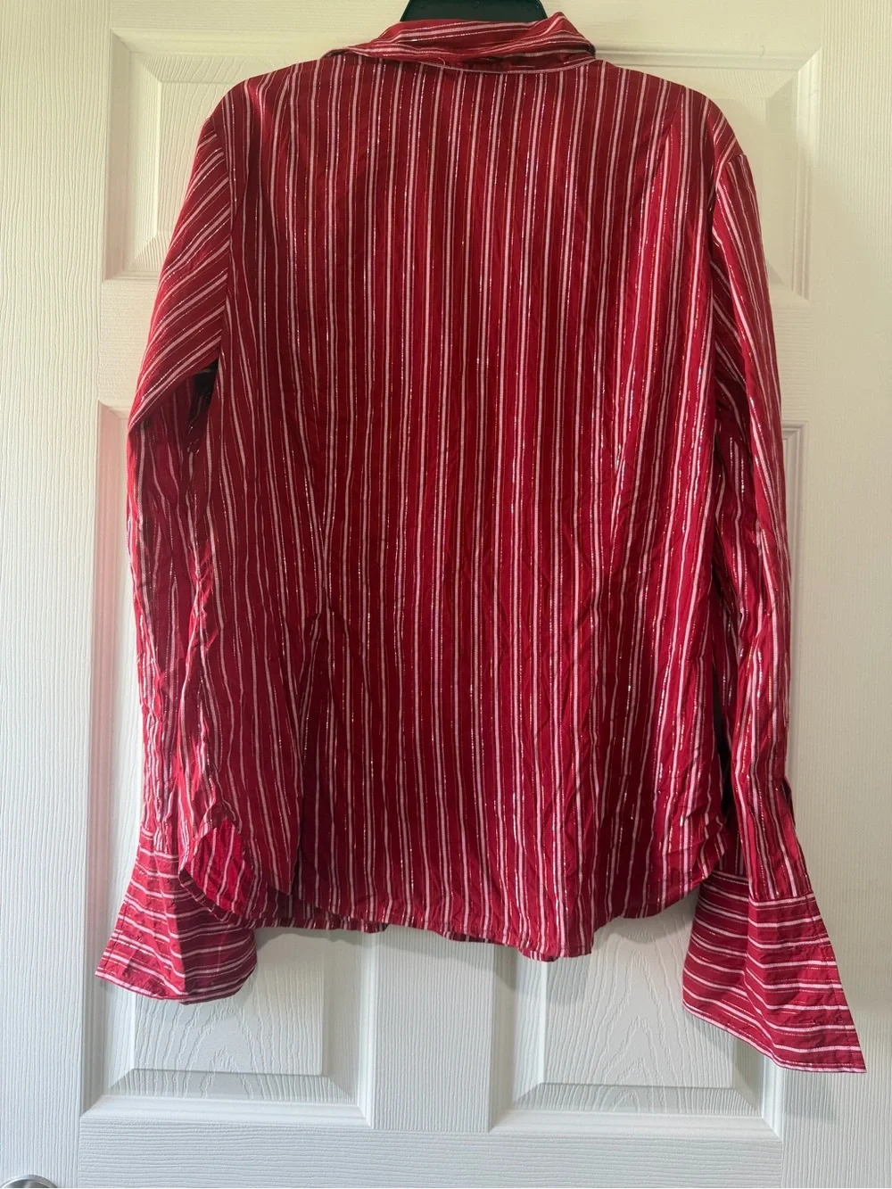 Victoria's Secret Red and White Striped Button-Down Shirt